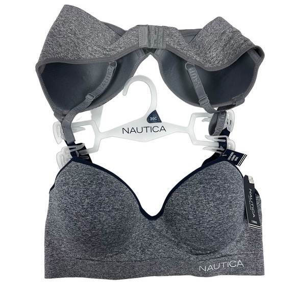 Nautica Women’s Bras Sz 36C Lot/2 Hidden Wire Lounge Bras Multi Color Underwire - Picture 3 of 9